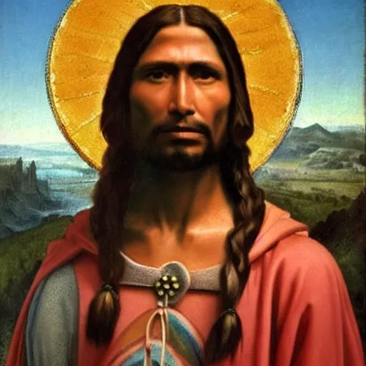 native american jesus, renaissance painting | Stable Diffusion